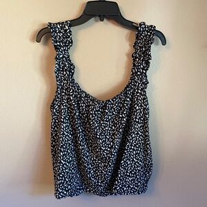 Garden-Print Ruffled Tank Top XL